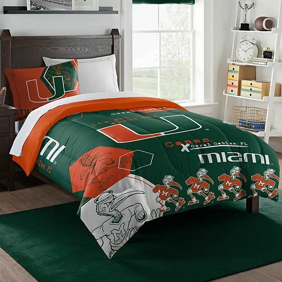 The Northwest Miami Hurricanes Twin Comforter Set With Sham
