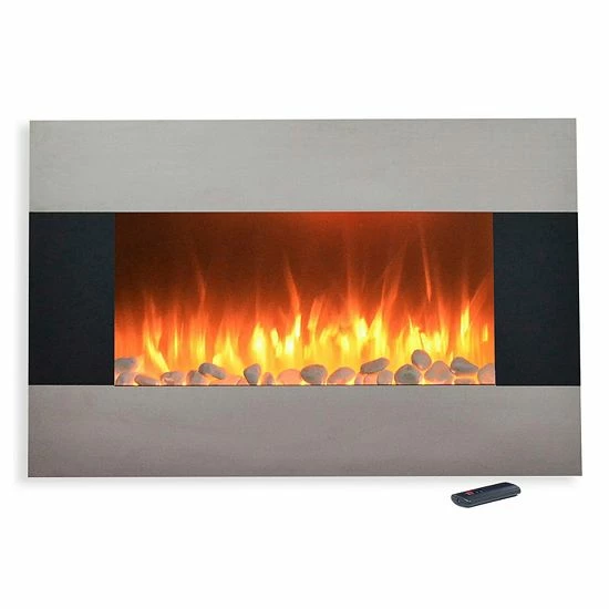The Northwest 36" Stainless Wall Mount Electric Fireplace & Floor Stand - Image 3